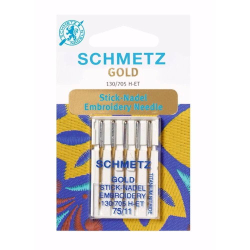 Schmetz gold embroidery 5 needles 75-11 silver