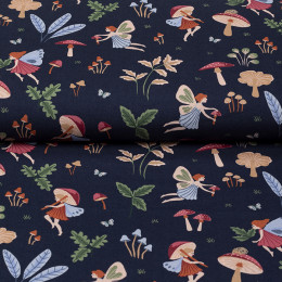 Cotton good fairy and flowers navy