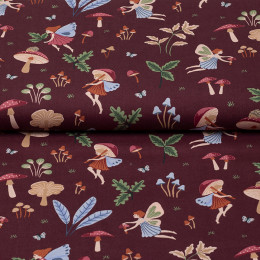 Cotton good fairy and flowers wine red