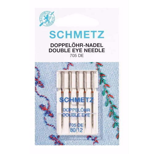 Schmetz double eye 5 needles 80-12 silver