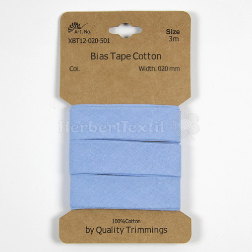 Schrägband / Bias tape cotton 3m card 20mm asley blue