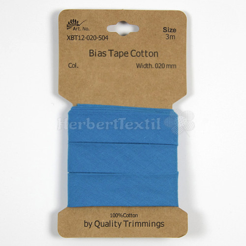 Schrägband / Bias tape cotton 3m card 20mm turquoise