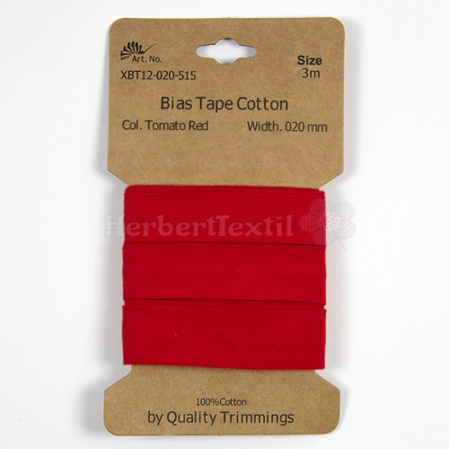 Schrägband / Bias tape cotton 3m card 20mm red