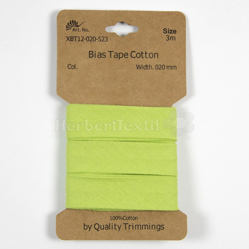 Schrägband / Bias tape cotton 3m card 20mm lime