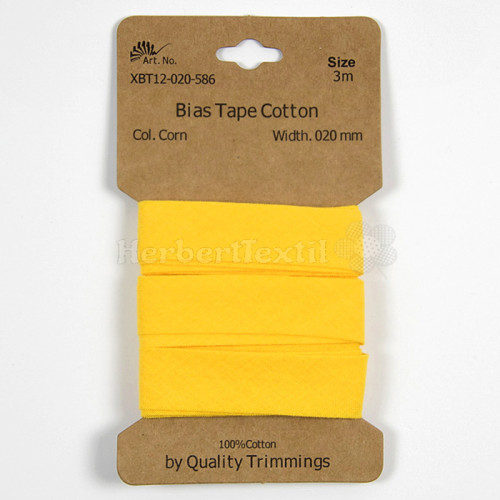 Schrägband / Bias tape cotton 3m card 20mm corn